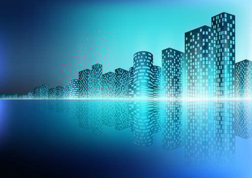 City landscape with reflection vector