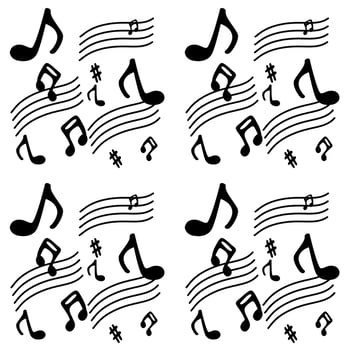 seamless background music notes black white background vector