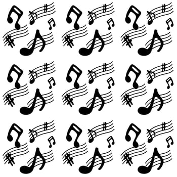 seamless background music notes black white background vector