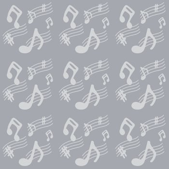 Seamless background with gray music notes vector