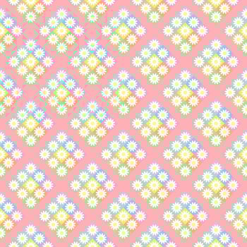 Seamless background with multicolored floral patterns on pink background. vector