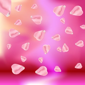 Rose petals with cosmetic Product promotional background vector