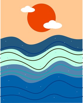 abstract illustration, abstract pattern, colorfull aesthetic seascape background vector