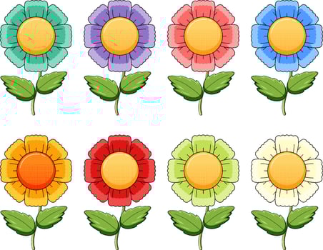 Set of colorful flowers vector
