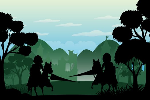 Silhouette scene with medieval vector