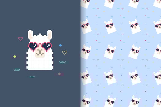 alpaca pattern cute llama background vector