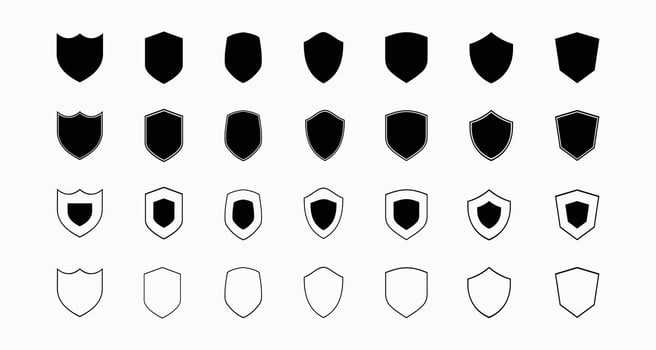Set of Shield Icon, police badge, security logo vector
