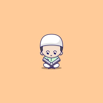 Muslim boy reciting the Qur'an vector