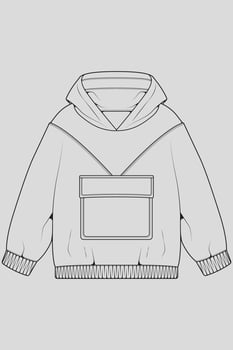 hoodie oversized outline drawing vector, hoodie oversized in a sketch style, trainers template outline, vector Illustration.