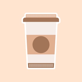 Flat style isometric vector coffee cup concept illustration. Material design disposable paper coffee cup clean realistic icon.
