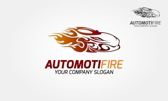 Automotive Fire Vector Logo. This logo that suitable for related to workshop, service, automobile, automotive, racing, machinery, technology, etc.This is a modern, clean and elegant sport car.