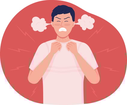 Man in fury 2D vector isolated illustration
