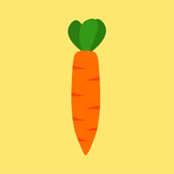 fresh Carrot, vegetable, food, vector flat style. Vector orange flat carrot icon. Vector vegetable symbol in flat style.