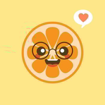 cute and kawaii Cartoon character orange. Healthy Happy Organic Fruit Character Illustration. Citrus fruits that are high in vitamin C. Sour, helping to feel fresh. vector