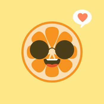 cute and kawaii Cartoon character orange. Healthy Happy Organic Fruit Character Illustration. Citrus fruits that are high in vitamin C. Sour, helping to feel fresh. vector