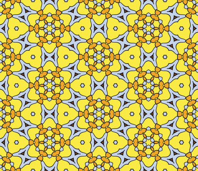 Abstract colorful doodle geometric flower seamless pattern. Floral background. Kaleidoscope mosaic, geo tile of thin line ornament. vector
