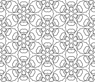 Abstract colorful doodle geometric flower seamless pattern. Floral background. Kaleidoscope mosaic, geo tile of thin line ornament. vector