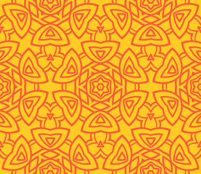 Abstract colorful doodle geometric flower seamless pattern. Floral background. Kaleidoscope mosaic, geo tile of thin line ornament. vector