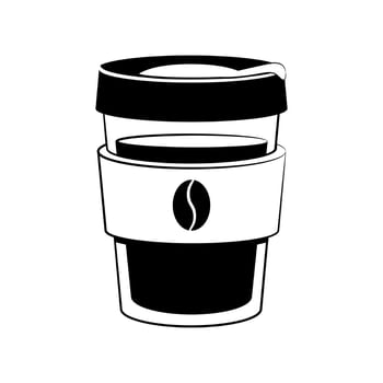 Reusable coffee cup vector outline black icon