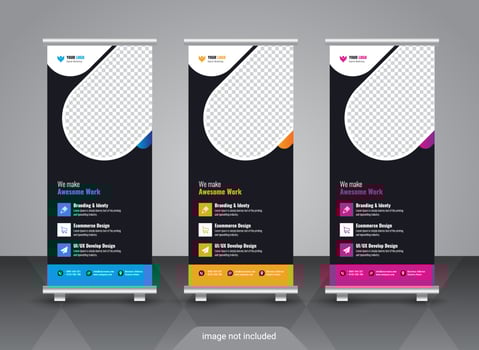 Professional roll up stand banner template design vector