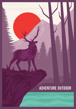 Colorful Adventure Outdoor Retro Style Poster vector