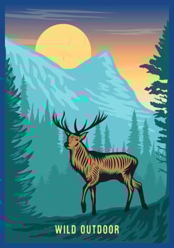 Colorful Adventure Outdoor Retro Style Poster vector
