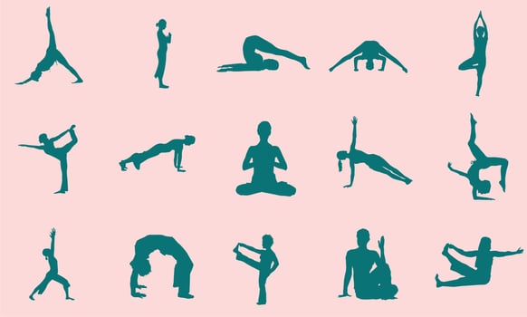 Silhouettes of Yoga vector