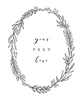 Hand drawn wreath. Vector floral design elements for invitations, greeting cards, scrapbooking, posters. Vintage decorative laurel, oval frame made of twigs, leaves and branches.
