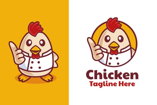 Chicken Chef Cartoon Logo Design vector