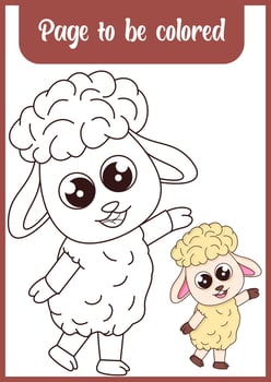 coloring page for kid . cute sheep vector