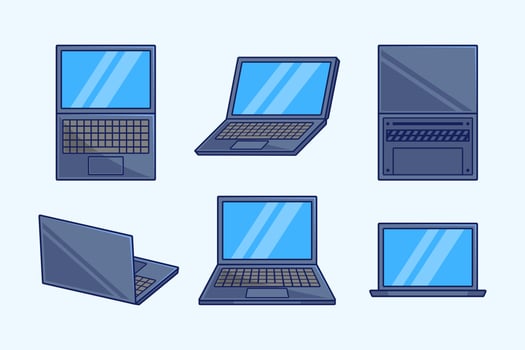Collection of Modern Laptop Computer vector