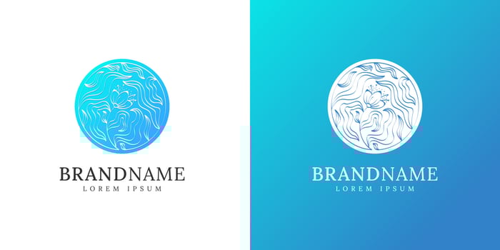Floral logo with flower in leaf ornament design concept. Circle herbal patterns logotype. Natural beauty and cosmetics business brand identity emblem. Resort or restaurant corporate badge. Leaves sign vector