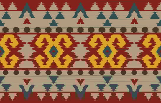 Aztec Motif Ethnic ikat art. The seamless Aztec pattern in tribal, folk embroidery, Mexican, Uzbek style. Moroccan geometric art ornament print.slubby textured design for carpet, fabric. vector