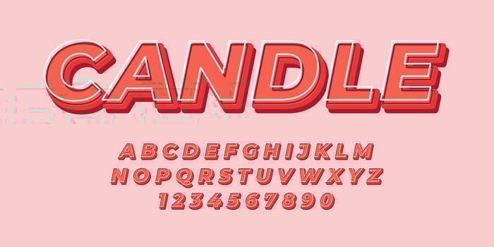 red candle text alphabet font effect with flat color vector