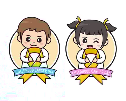 set of boy and girl in childhood cancer day vector