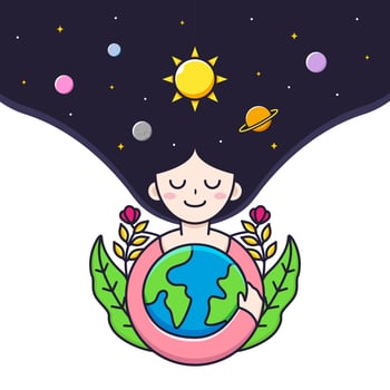 illustration of happy cute mother earth vector