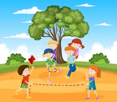 Kids doing physical activity vector