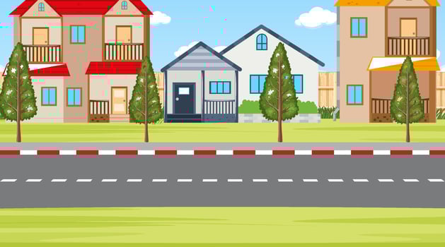 Scene with house and garden vector