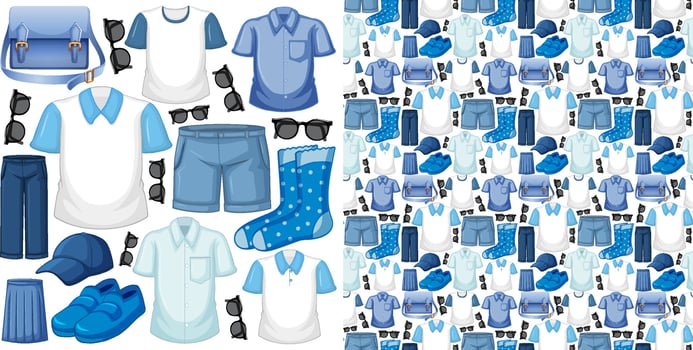 Seamless background design with cloth theme on white background vector