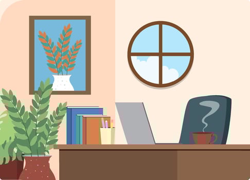 Workroom interior in flat design concept vector