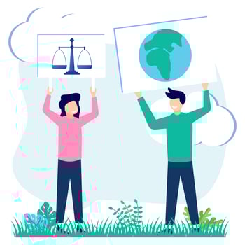 Illustration vector graphic cartoon character of social activists and demonstrations demanding improvement