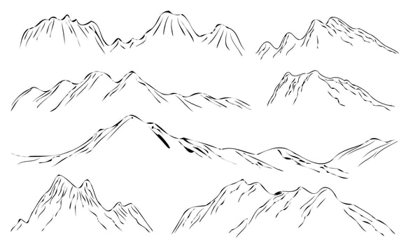 mountain peak black and white, vintage mountain icon logo vector