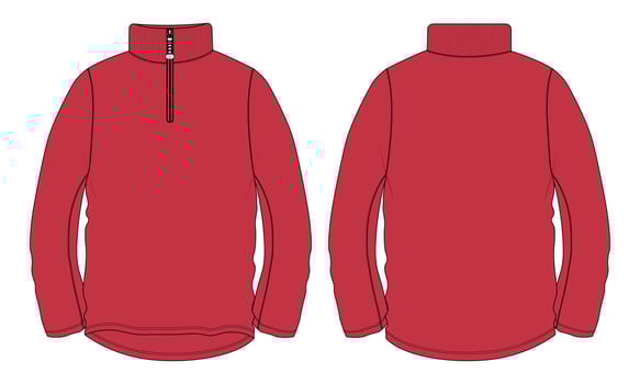 Long sleeve zipper with stand up collar jacket Sweatshirt technical fashion flat sketch vector illustration Red Color template.