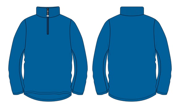 Long sleeve zipper with stand up collar jacket Sweatshirt technical fashion flat sketch vector illustration Blue Color template.