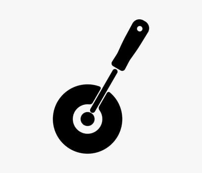 Black icon, pizza cutter vector