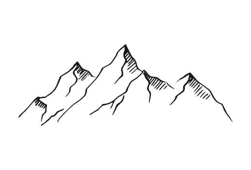 Mountains. Hand drawn rocky peaks. Vector illustration.