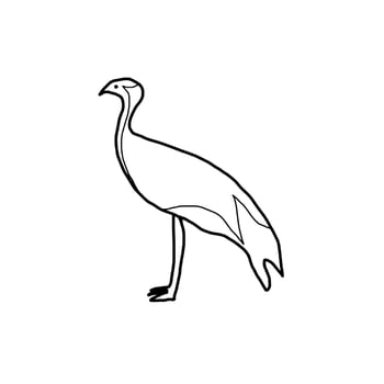 Crane Animal in the Forest Hand drawn organic line Doodle vector