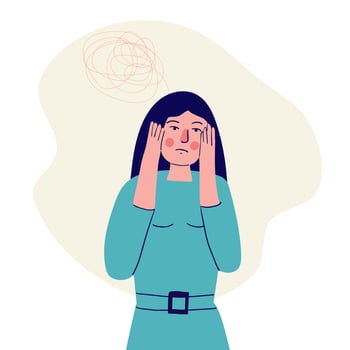 A girl with the first signs of the disease. Symptoms of a viral or cold illness vector