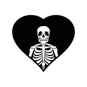 hand drawn skeleton with heart doodle illustration for tattoo stickers poster etc vector