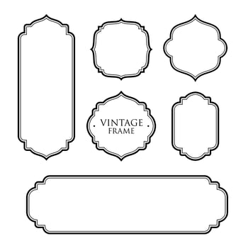 Vintage blank frame vector illustration set. Suitable design element of vintage label, food menu, invitation card decoration, and retro banner template.